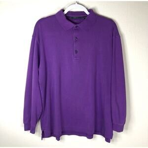 Bobby Jones Size Medium Purple Pima Cotton Golf Long Sleeve Polo Shirt Collar